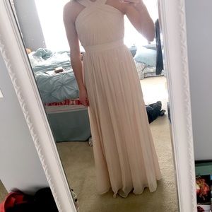 Monique Lhuillier blush bridesmaids dress